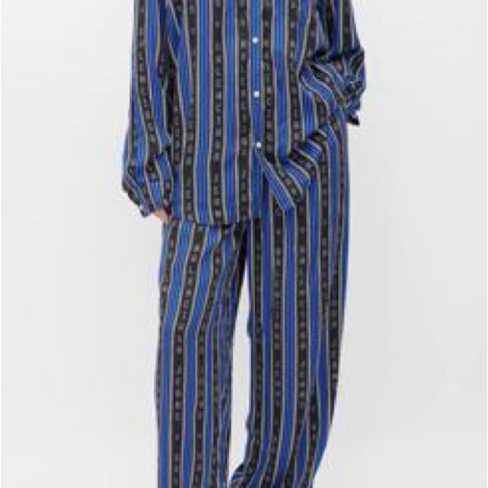 Balenciaga Black, Blue & White Striped Lounge Pants